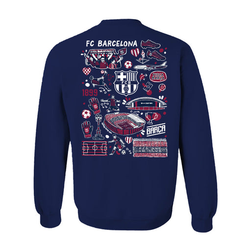 FC Barcelona Impressions Artwork Women Cotton Fleece Long Sleeve Crew Neck - Vive La Fête - Online Apparel Store