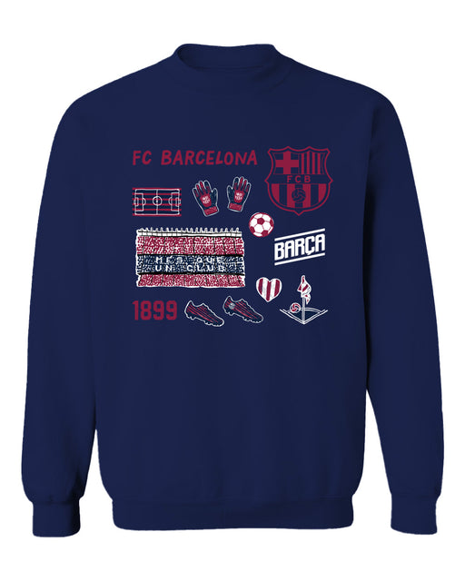 FC BarcelonaWomens Navy Cotton Crewneck Pullover Sweatshirt