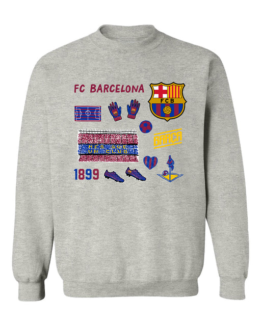 FC Barcelona Womens Grey Cotton Crewneck Pullover Sweatshirt
