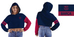 FC Barcelona Women Navy Cropped Hoodie With Color Block Desing - Vive La Fête - Online Apparel Store