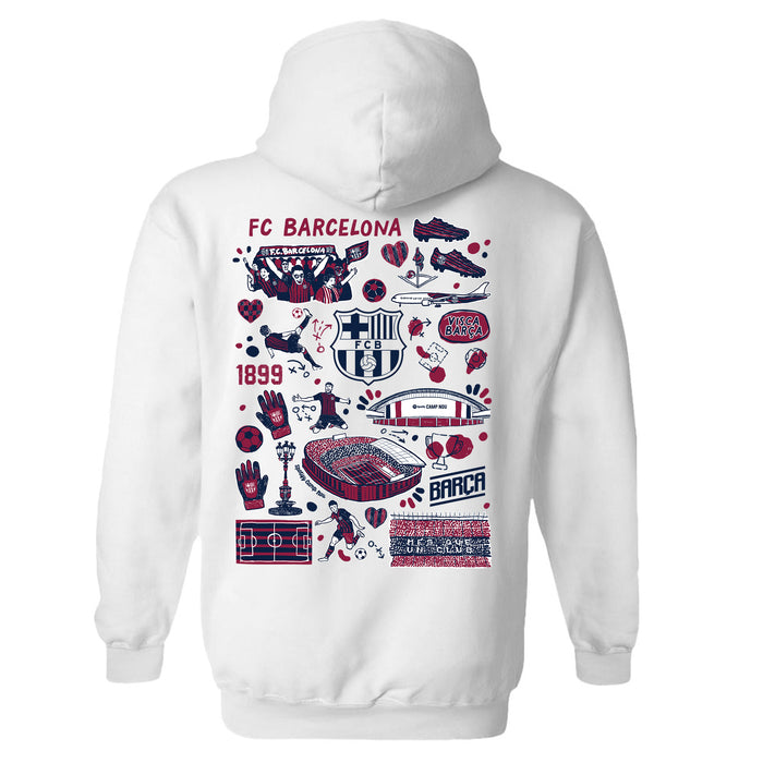 FC Barcelona Impressions Artwork Women Cotton Fleece Long Sleeve Hoodie - Vive La Fête - Online Apparel Store