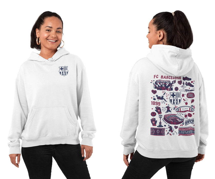 FC Barcelona Impressions Artwork Women Cotton Fleece Long Sleeve Hoodie - Vive La Fête - Online Apparel Store