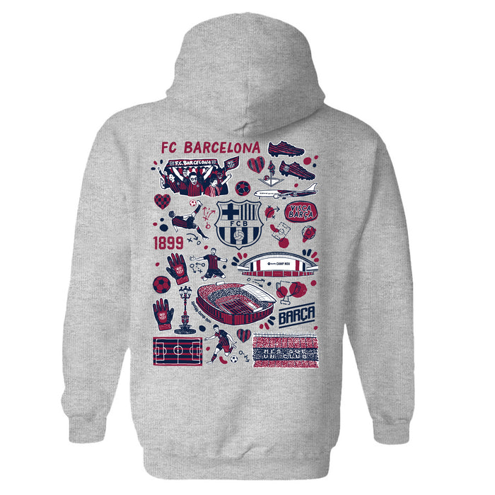 FC Barcelona Impressions Artwork Women Cotton Fleece Long Sleeve Hoodie - Vive La Fête - Online Apparel Store