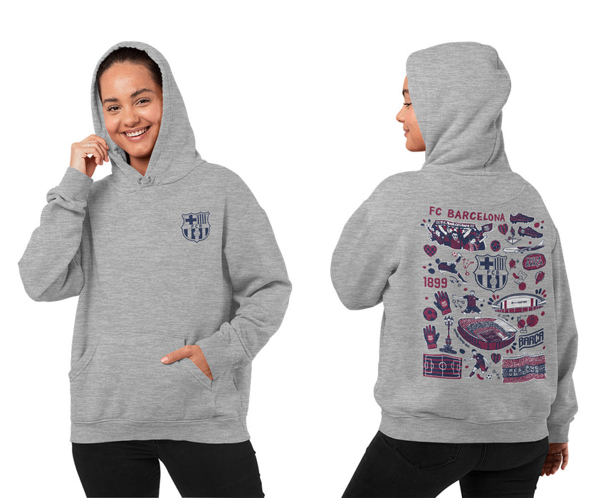 FC Barcelona Impressions Artwork Women Cotton Fleece Long Sleeve Hoodie - Vive La Fête - Online Apparel Store