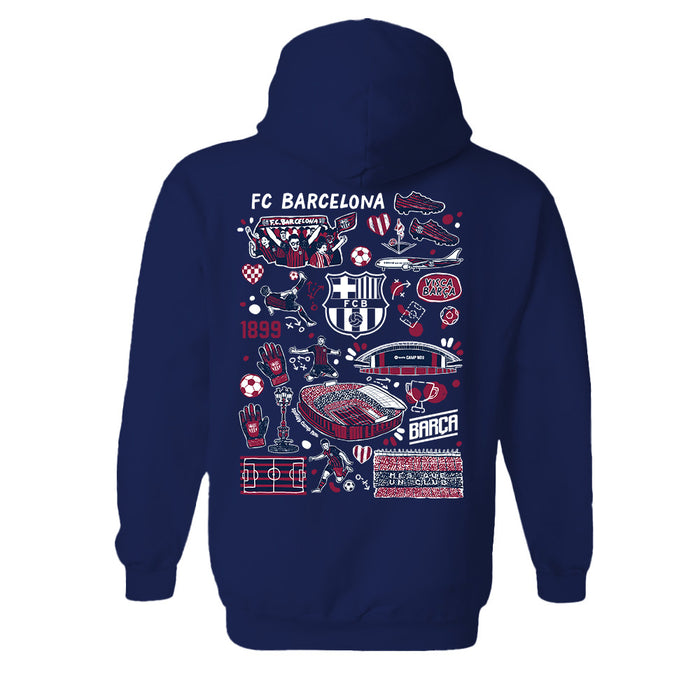 FC Barcelona Impressions Artwork Women Cotton Fleece Long Sleeve Hoodie - Vive La Fête - Online Apparel Store