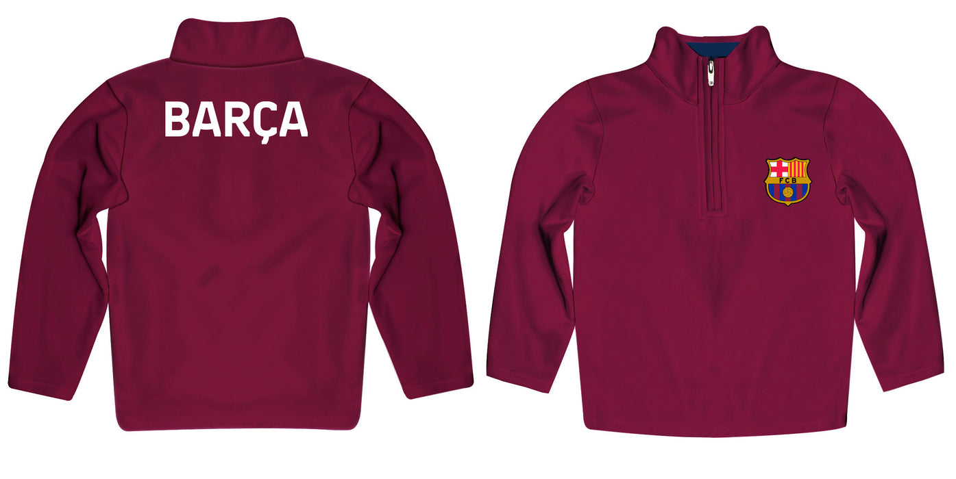 FC Barcelona Logo Women Maroon Quarter Zip Pullover - Vive La Fête - Online Apparel Store