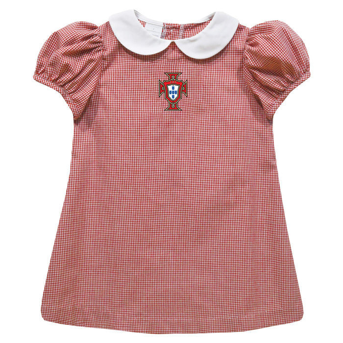 Portugal National Team Vive La Fete Gingham Puffy A-Line Dress - Red