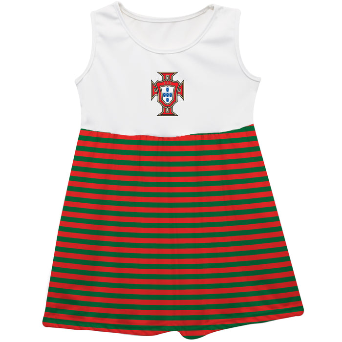 Federación Portuguesa de Futbol Sleeveless Tank Dress Stripes on Skirt White