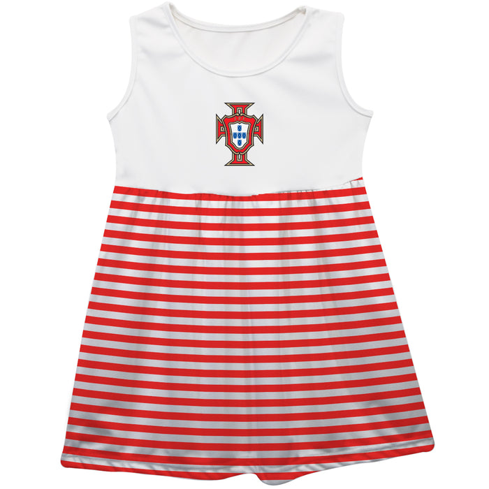 Federación Portuguesa de Futbol Sleeveless Tank Dress Stripes on Skirt White
