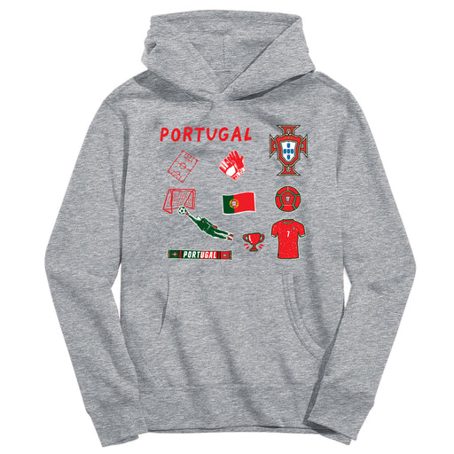 Federación Portuguesa de Futbol Youth Gray Pullover Cotton Hoodie