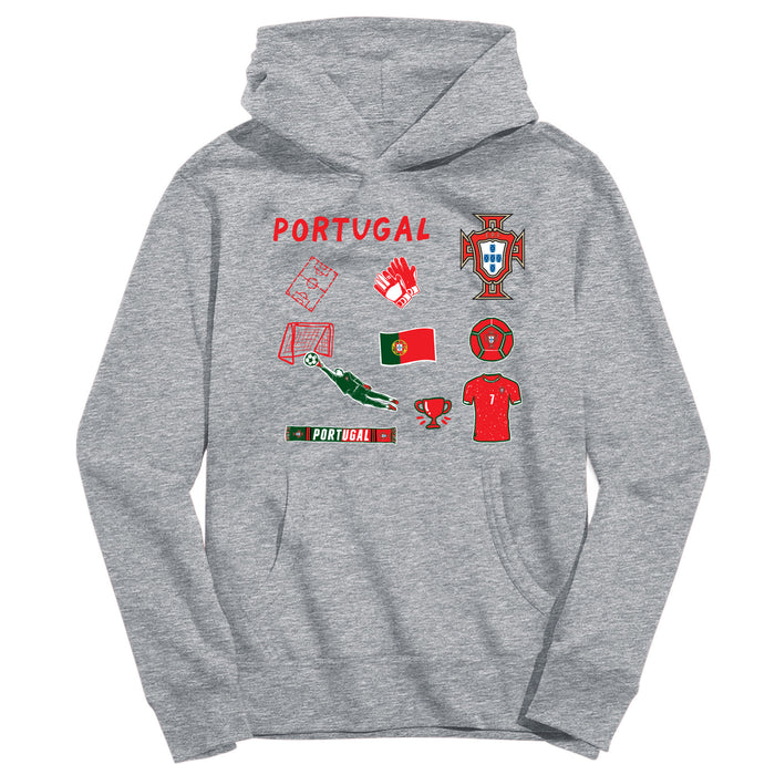 Federación Portuguesa de Futbol Youth Gray Pullover Cotton Hoodie