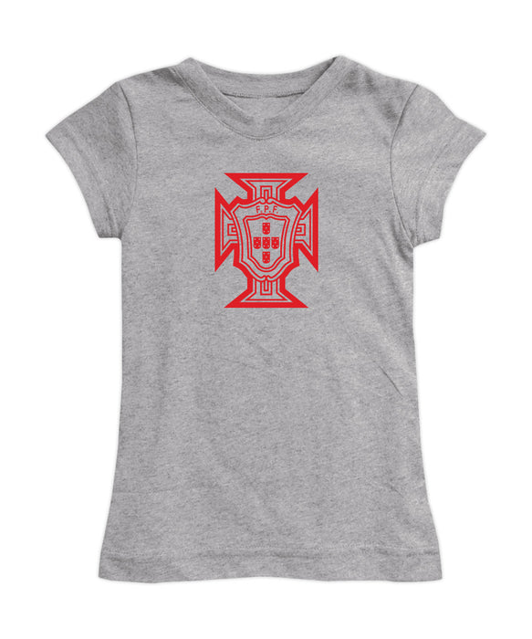 Federación Portuguesa de Futbol Girl´s Fitted Cotton T-shirt Gray