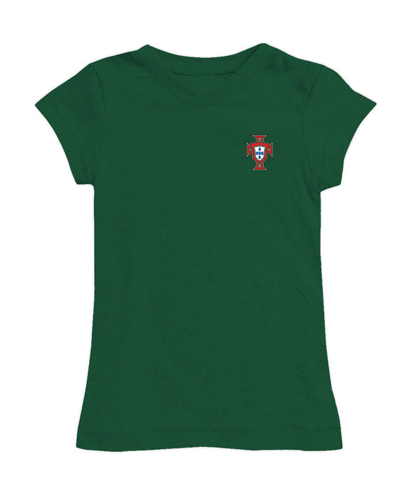 Federación Portuguesa de Futbol Girl´s Fitted Cotton T-shirt Green Impressions Artwork