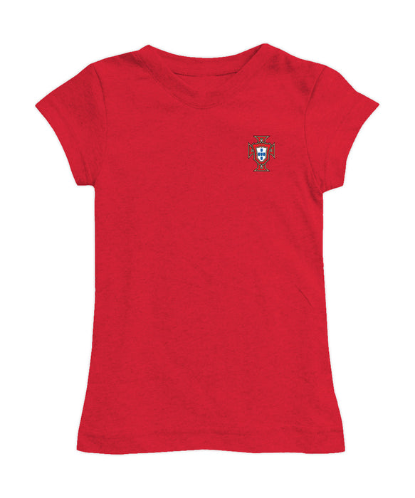 Federación Portuguesa de Futbol Girl´s Fitted Cotton T-shirt Red Impressions Artwork