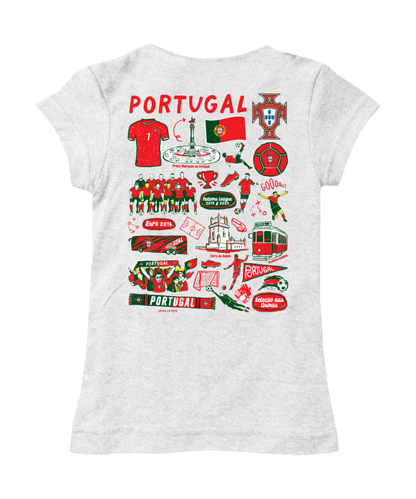 Federación Portuguesa de Futbol Girl´s Fitted Cotton T-shirt White Impressions Artwork - Vive La Fête - Online Apparel Store