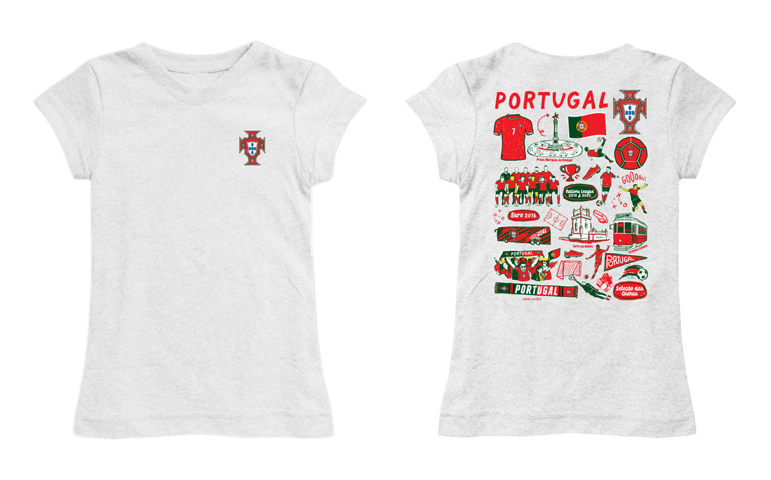 Federación Portuguesa de Futbol Girl´s Fitted Cotton T-shirt White Impressions Artwork - Vive La Fête - Online Apparel Store