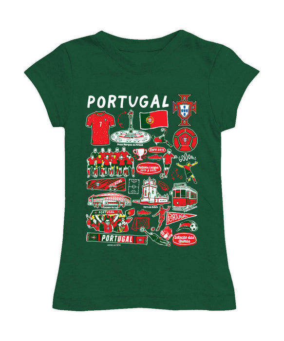 Federación Portuguesa de Futbol Girl´s Fitted Cotton T-shirt Green Impressions Artwork