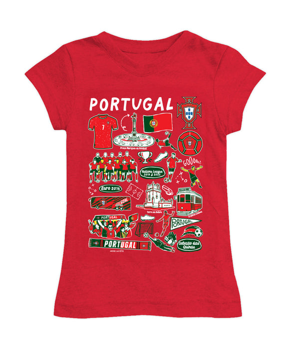 Federación Portuguesa de Futbol Girl´s Fitted Cotton T-shirt Red Impressions Artwork