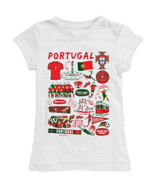 Federación Portuguesa de Futbol Girl´s Fitted Cotton T-shirt White Impressions Artwork