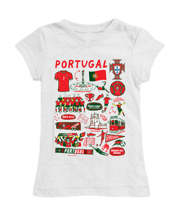 Federación Portuguesa de Futbol Girl´s Fitted Cotton T-shirt White Impressions Artwork