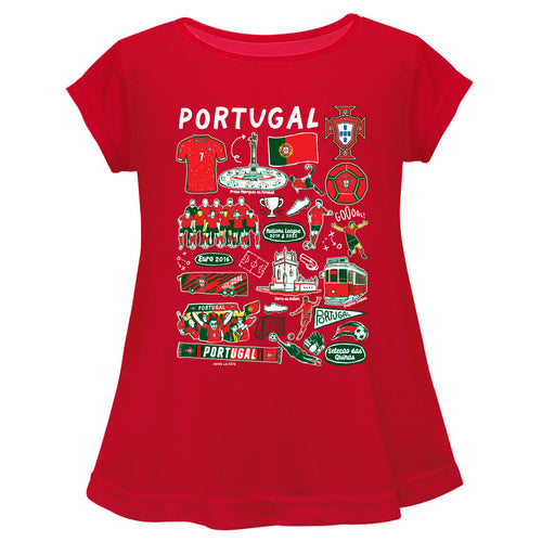 Federación Portuguesa de Futbol Cotton Short Sleeve Red Youth A-line Top
