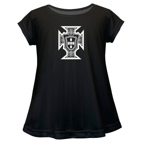 Federación Portuguesa de Futbol Cotton Short Sleeve Black Youth A-line Top