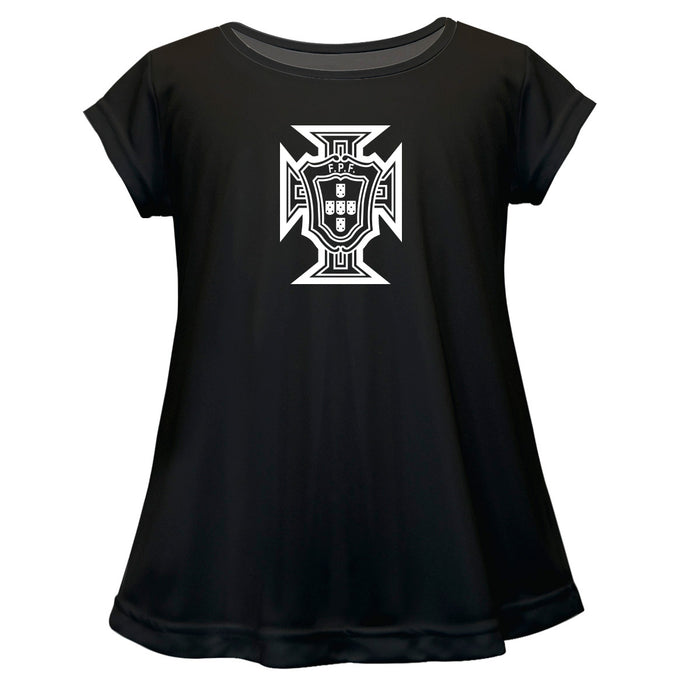 Federación Portuguesa de Futbol Cotton Short Sleeve Black Youth A-line Top