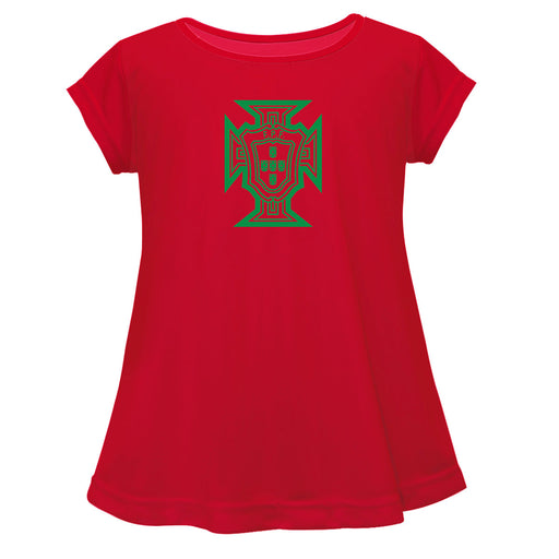 Federación Portuguesa de Futbol Cotton Short Sleeve Red Youth A-line Top