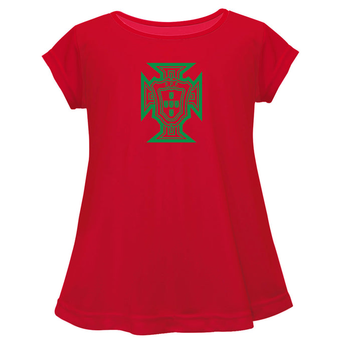 Federación Portuguesa de Futbol Cotton Short Sleeve Red Youth A-line Top