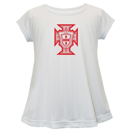 Federación Portuguesa de Futbol Cotton Short Sleeve White Youth A-line Top