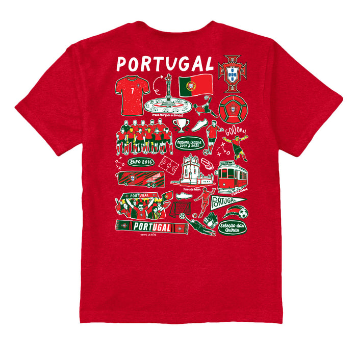 Federación Portuguesa de Futbol Impressions Artwork Red Youth Cotton T-Shirt - Vive La Fête - Online Apparel Store
