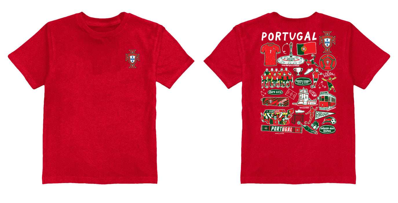 Federación Portuguesa de Futbol Impressions Artwork Red Youth Cotton T-Shirt - Vive La Fête - Online Apparel Store