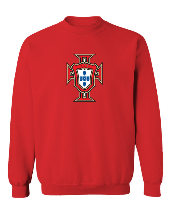 Federación Portuguesa de Futbol Womens Red Cotton Crewneck Pullover Sweatshirt