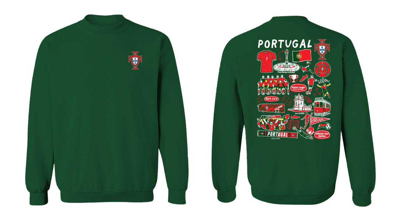 Federación Portuguesa de Futbol Womens Green Cotton Crewneck Pullover Sweatshirt - Vive La Fête - Online Apparel Store
