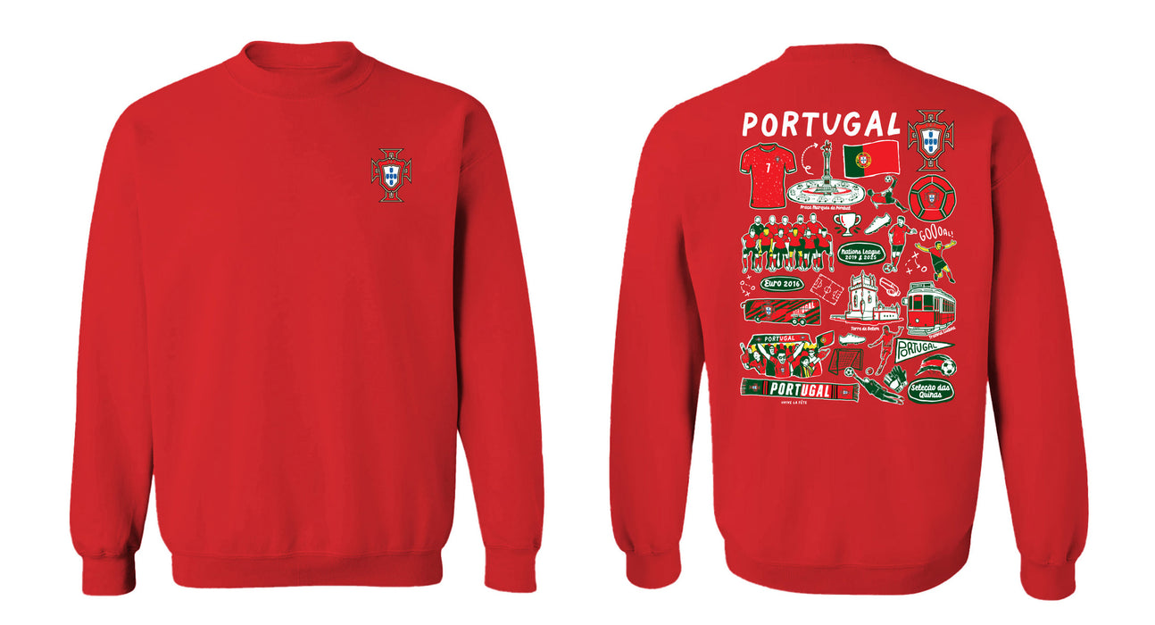 Federación Portuguesa de Futbol Womens Red Cotton Crewneck Pullover Sweatshirt - Vive La Fête - Online Apparel Store