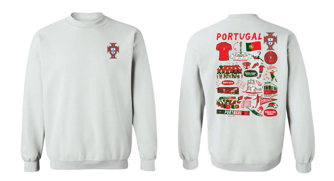 Federación Portuguesa de Futbol Womens White Cotton Crewneck Pullover Sweatshirt - Vive La Fête - Online Apparel Store