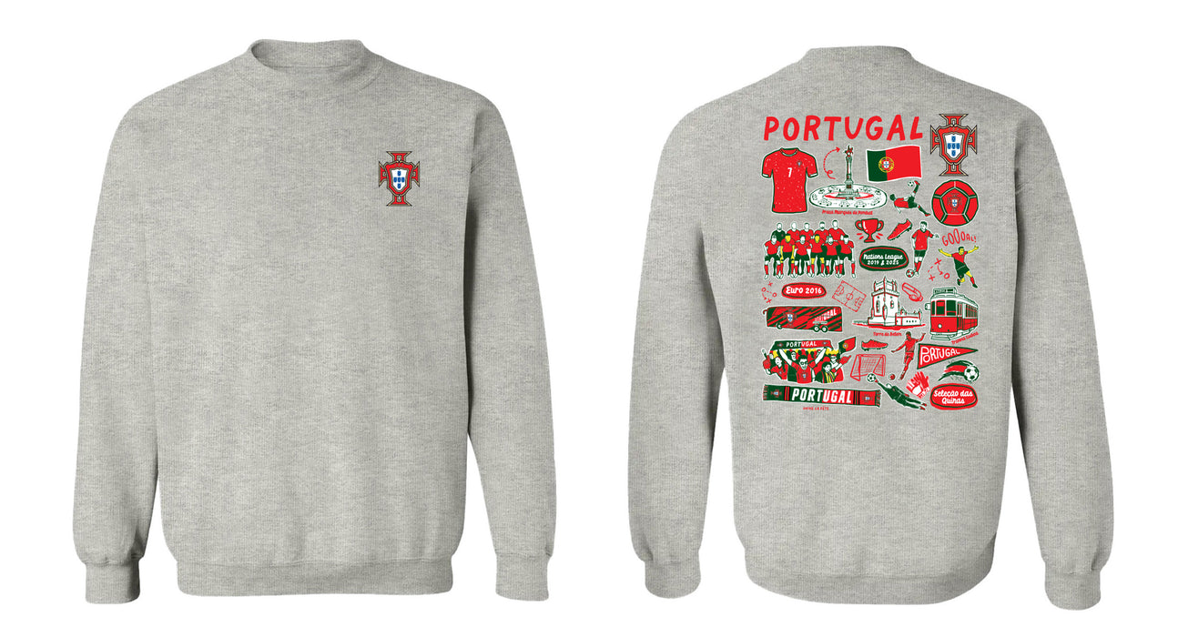 Federación Portuguesa de Futbol Womens Gray Cotton Crewneck Pullover Sweatshirt - Vive La Fête - Online Apparel Store