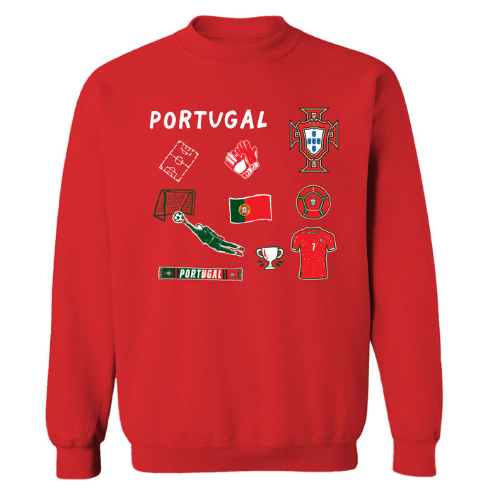 Federación Portuguesa de Futbol Womens Red Cotton Crewneck Pullover Sweatshirt