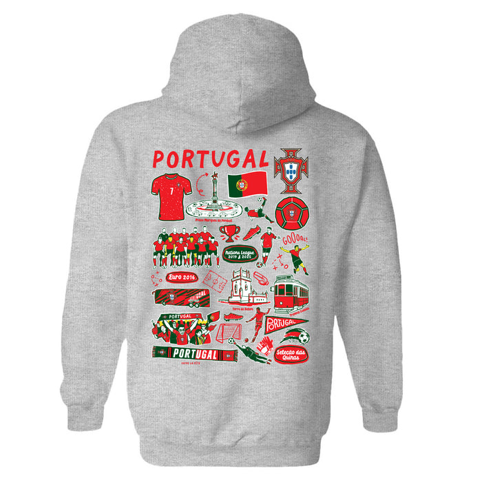 Federación Portuguesa de Futbol Womens Gray Pullover Cotton Hoodie - Vive La Fête - Online Apparel Store