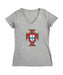 Federación Portuguesa de Futbol Women's V-neck Fitted Cotton T-Shirt Gray