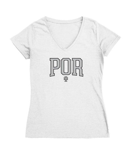 Federación Portuguesa de Futbol Women's V-neck Fitted Cotton T-Shirt White