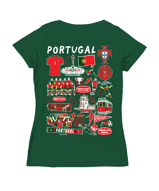 Federación Portuguesa de Futbol Women's V-neck Fitted Cotton T-Shirt Green - Vive La Fête - Online Apparel Store