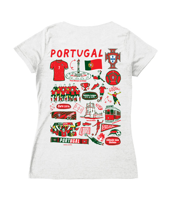 Federación Portuguesa de Futbol Women's V-neck Fitted Cotton T-Shirt White - Vive La Fête - Online Apparel Store