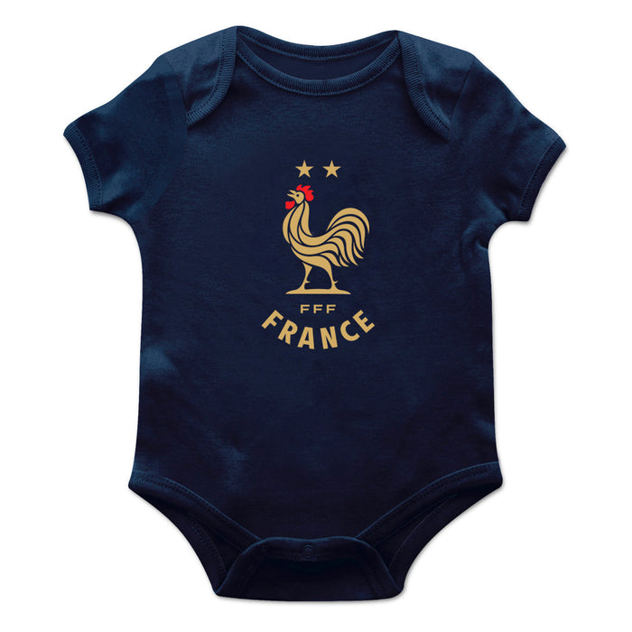 France National Team Cotton Short Sleeve Bodysuit With Logo Navy