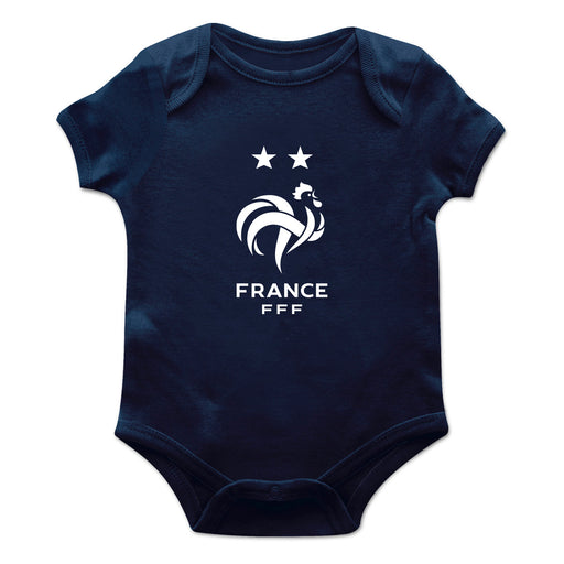 France National Team Cotton Short Sleeve Bodysuit With Logo Navy