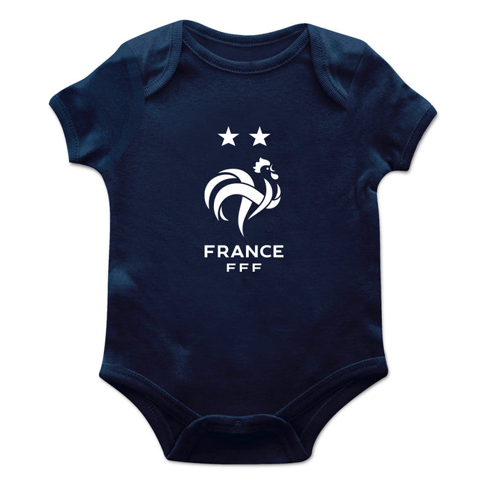 France National Team Cotton Short Sleeve Bodysuit With Logo Navy