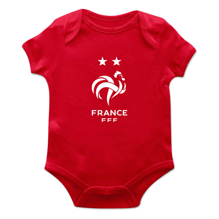 France National Team Cotton Short Sleeve Bodysuit With Logo Red
