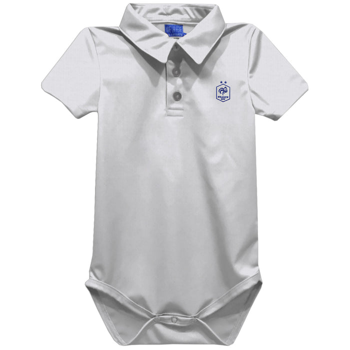 France National Team Vive La Fete Solid Polo Bodysuit - White
