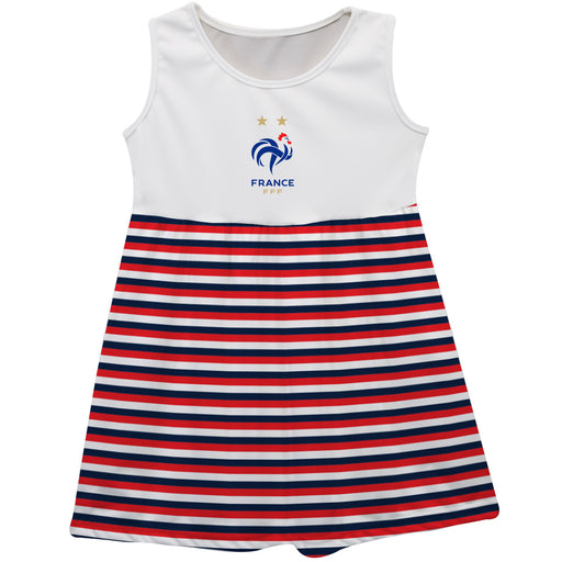 France National Team Flag Stripes White Sleeveless Tank Dress