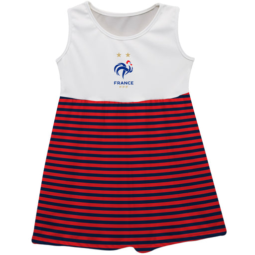 France National Team Flag Stripes White Sleeveless Tank Dress